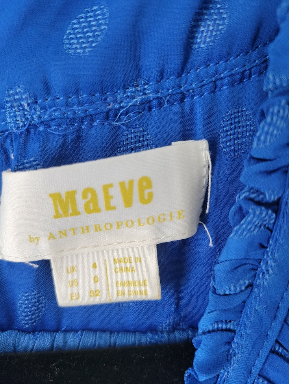 Anthropologie Maeve Clovis Pleated Polka Dot Top, Royal Blue Sz 0 - Picture 3 of 8